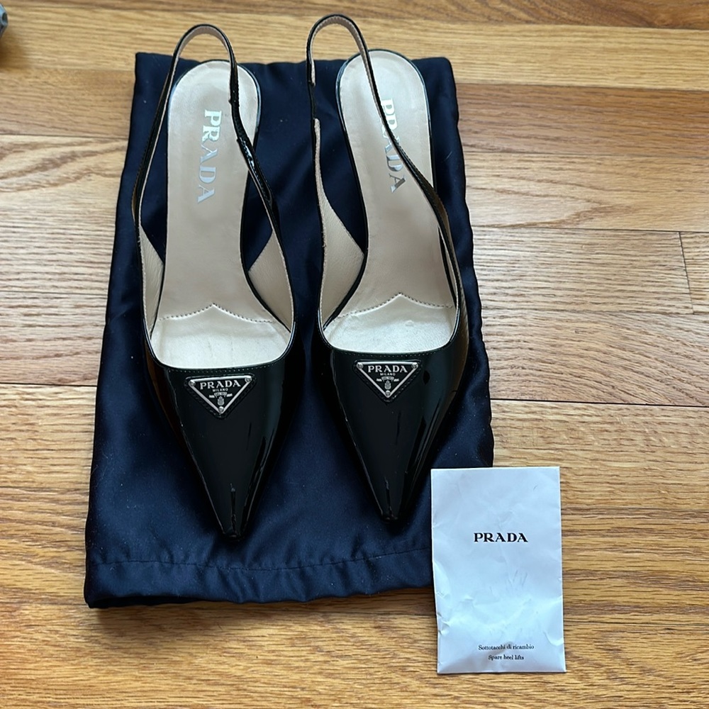 Worn once stylish Prada slingbacks - size 37.5 but fit size 8 US ( I am size 8)